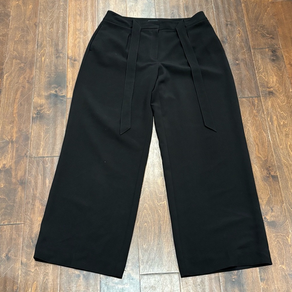 White House Black Market Black Tie Waist Wide Leg Trousers